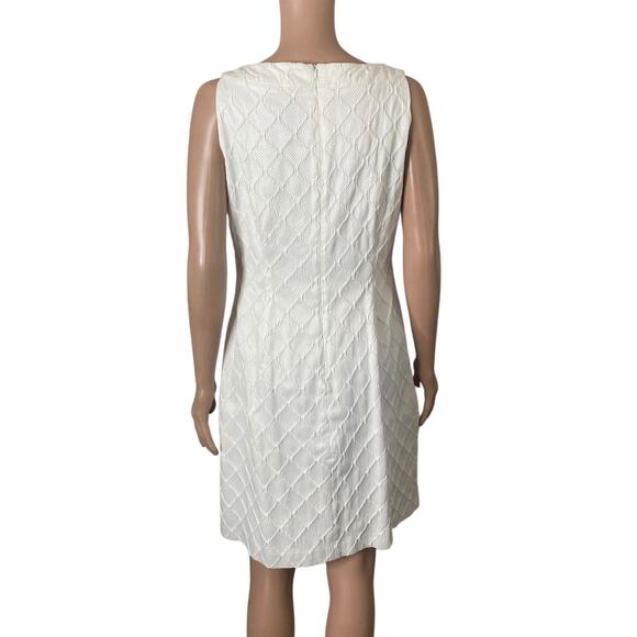 White House Black Market Dress Womens Size 8 White Textured Feel Summer Spring - Picture 2 of 12
